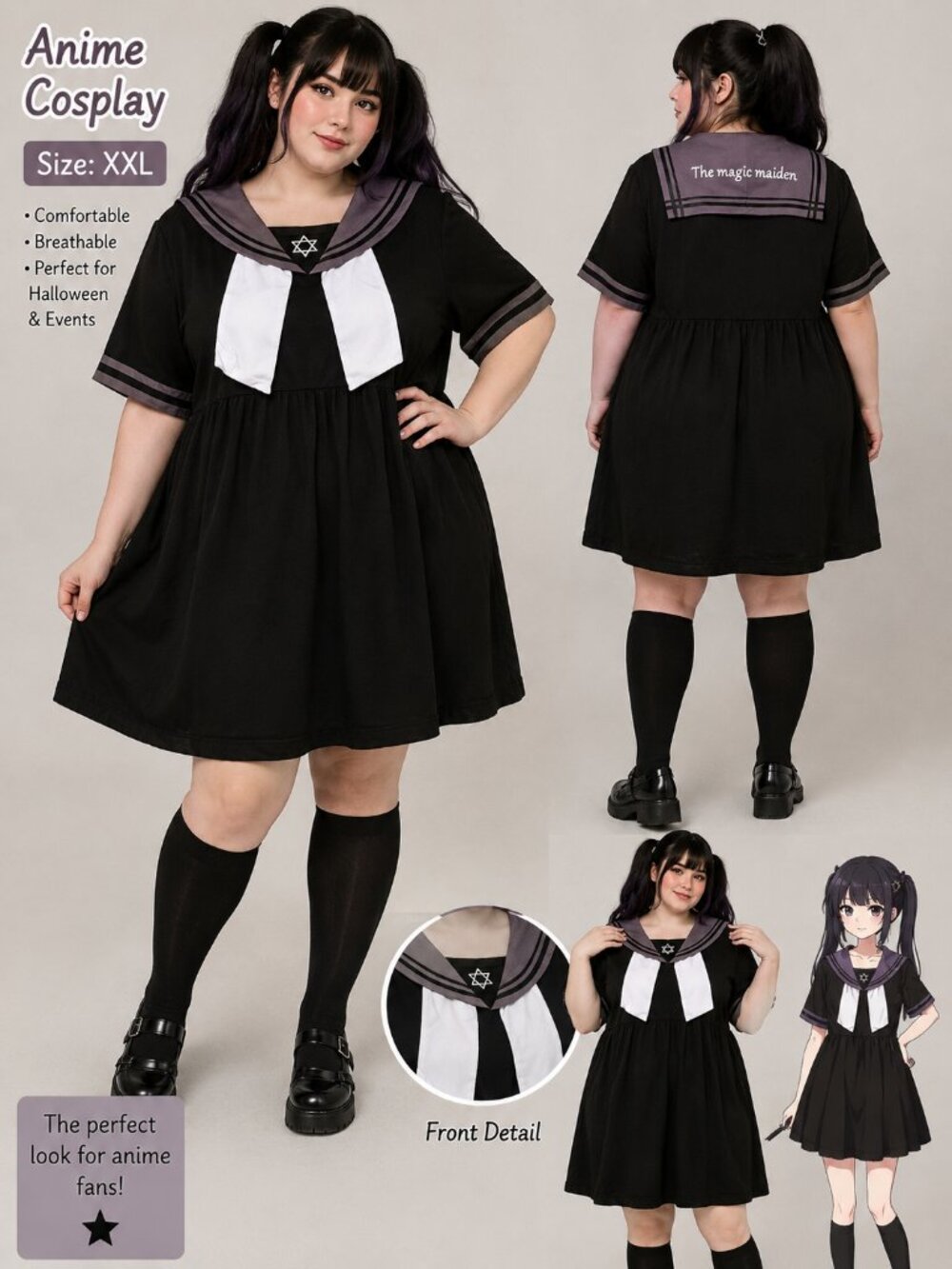 🖤 Brand New Anime Cosplay Sailor Dress - "The Magic Maiden" (Size XXL)